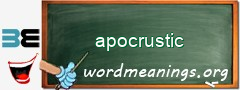 WordMeaning blackboard for apocrustic